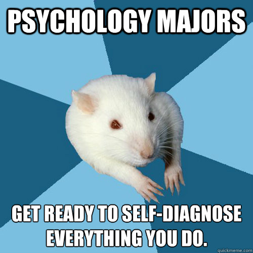 Psychology Majors Get ready to self-diagnose everything you do.
 - Psychology Majors Get ready to self-diagnose everything you do.
  Psychology Major Rat