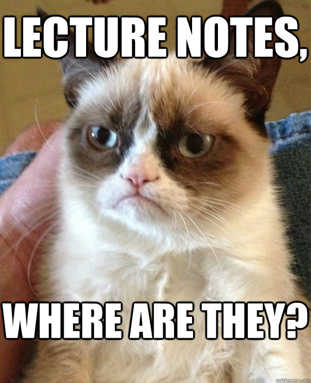 lecture notes, where are they?  Grumpy Cat