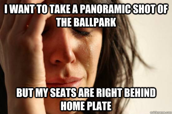 i want to take a panoramic shot of the ballpark but my seats are right behind home plate  First World Problems
