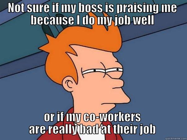 The new guy at work - NOT SURE IF MY BOSS IS PRAISING ME BECAUSE I DO MY JOB WELL OR IF MY CO-WORKERS ARE REALLY BAD AT THEIR JOB Futurama Fry