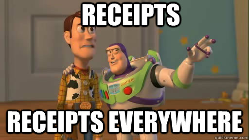 receipts  receipts everywhere  Everywhere