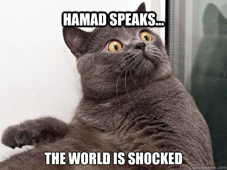 hamad speaks... the world is shocked - hamad speaks... the world is shocked  conspiracy cat