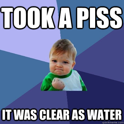 took a piss it was clear as water  Success Kid
