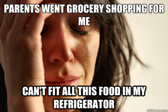 Parents went grocery shopping for me can't fit all this food in my refrigerator - Parents went grocery shopping for me can't fit all this food in my refrigerator  First World Problems