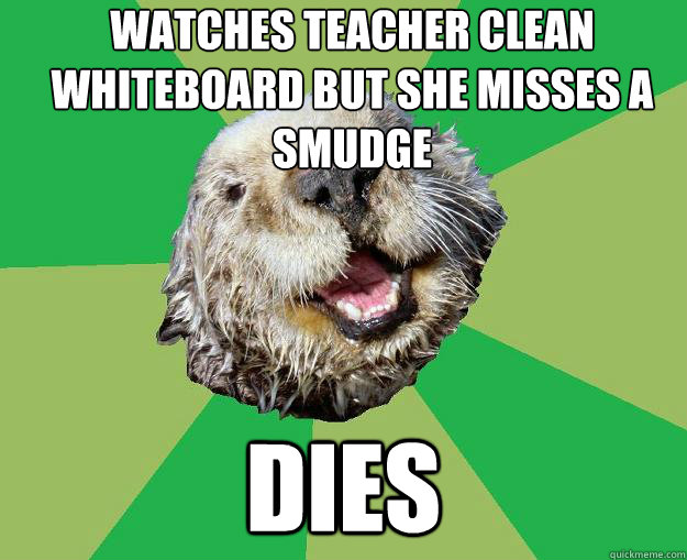 watches Teacher clean whiteboard but she misses a smudge Dies  OCD Otter