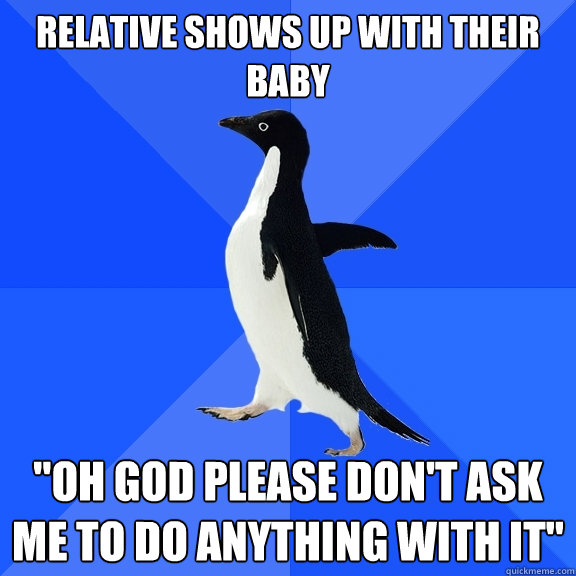 relative shows up with their baby 