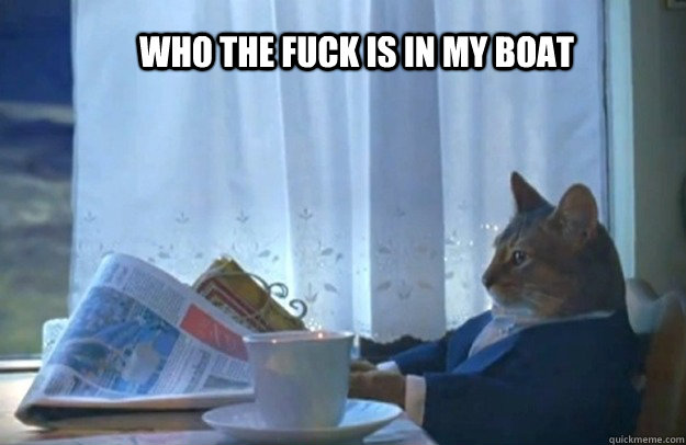 who the fuck is in my boat  Sophisticated Cat