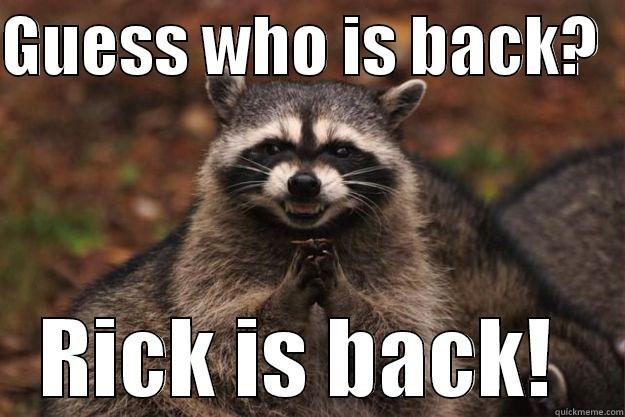 GUESS WHO IS BACK?   RICK IS BACK!  Evil Plotting Raccoon