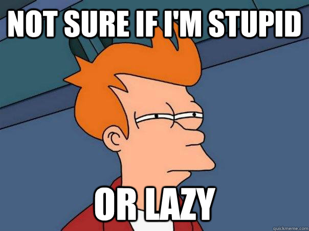 Not sure if I'm stupid Or lazy - Not sure if I'm stupid Or lazy  Futurama Fry