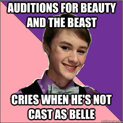 Auditions for beauty and the beast cries when he's not cast as belle  