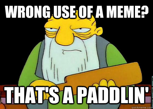 wrong use of a meme? That's a Paddlin'  Thats a paddlin