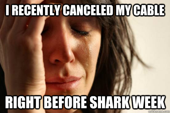 I recently canceled my cable right before shark week  First World Problems