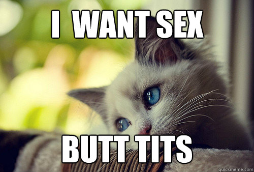 I  want sex butt tits  First World Problems Cat