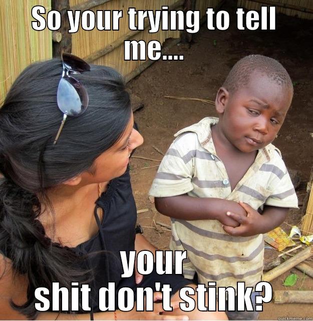 SO YOUR TRYING TO TELL ME.... YOUR SHIT DON'T STINK? Skeptical Third World Kid