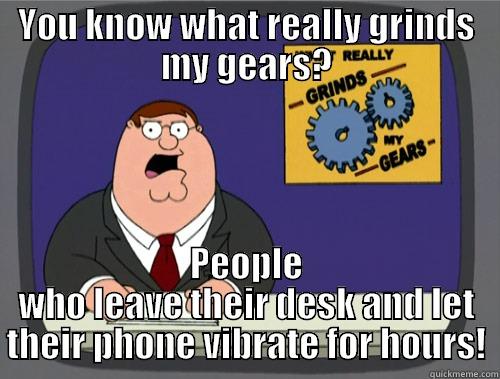 F*ckin Annoying! - YOU KNOW WHAT REALLY GRINDS MY GEARS? PEOPLE WHO LEAVE THEIR DESK AND LET THEIR PHONE VIBRATE FOR HOURS! Grinds my gears