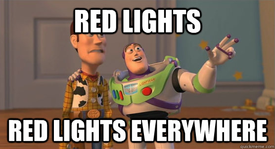 Red lights  red lights everywhere  Toy Story Everywhere