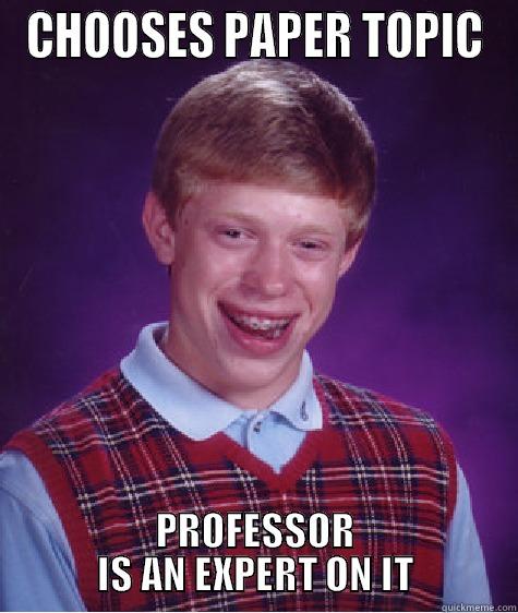 CHOOSES PAPER TOPIC PROFESSOR IS AN EXPERT ON IT Bad Luck Brian