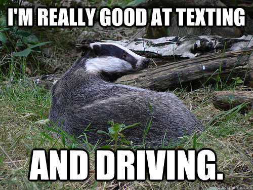 I'm really good at texting AND driving.  Bastard Badger