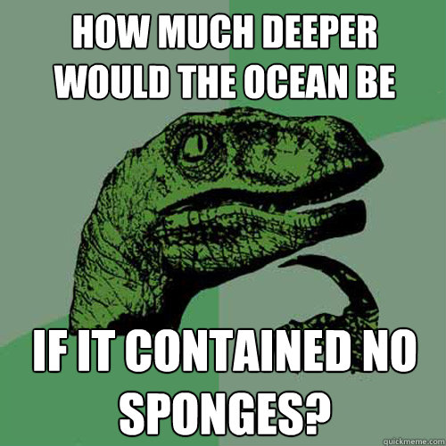 how much deeper would the ocean be if it contained no sponges?  Philosoraptor