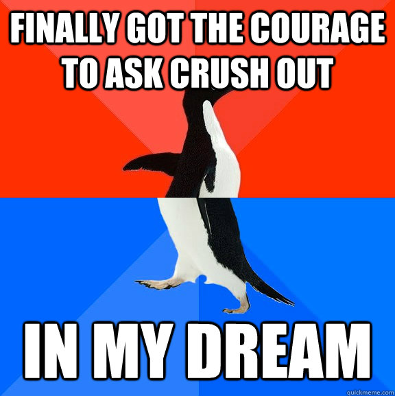 Finally got the courage to ask crush out In my dream  Socially Awesome Awkward Penguin