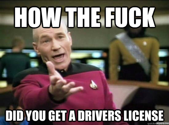 How the fuck did you get a drivers license  Annoyed Picard HD