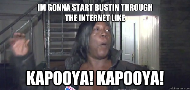 im gonna start bustin through 
the internet like kapooya! kapooya!  