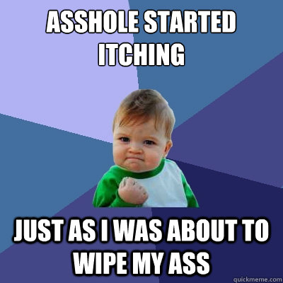 Asshole started itching just as i was about to wipe my ass  Success Kid