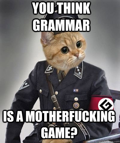 You think grammar Is a motherfucking game?  