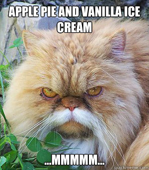 apple pie and vanilla ice cream ...mmmmm... - apple pie and vanilla ice cream ...mmmmm...  Wilford Brimley Cat