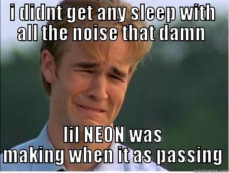 I DIDNT GET ANY SLEEP WITH ALL THE NOISE THAT DAMN  LIL NEON WAS MAKING WHEN IT AS PASSING 1990s Problems