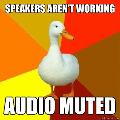 Speakers aren't working Audio muted - Speakers aren't working Audio muted  Tech Impaired Duck