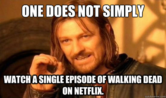 One does not simply watch a single episode of walking dead on netflix.  Boromir