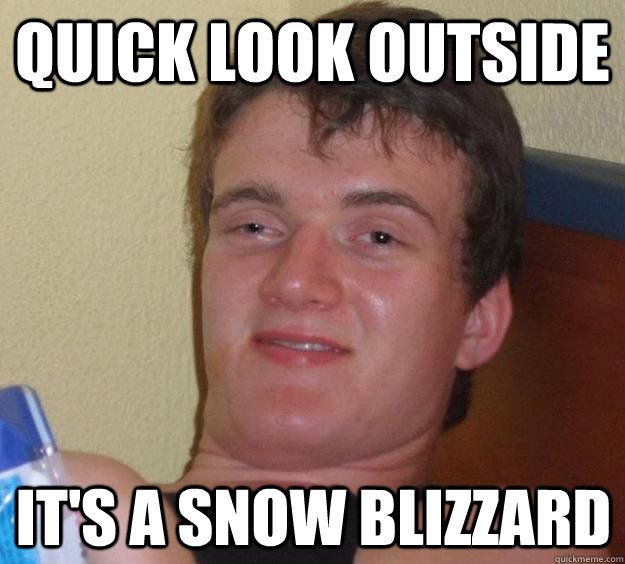 Quick look outside It's a snow blizzard  10 Guy