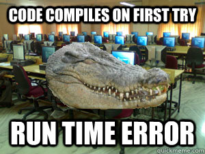 Code Compiles on First Try Run Time Error - Code Compiles on First Try Run Time Error  Computer Science Croc