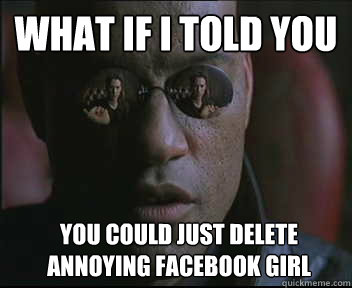 What if I told you You could just delete annoying facebook girl  Morpheus SC