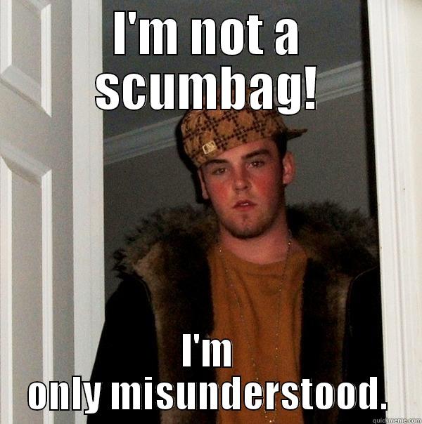 I'M NOT A SCUMBAG! I'M ONLY MISUNDERSTOOD. Scumbag Steve