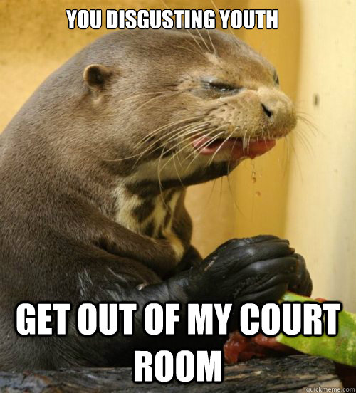 You disgusting youth get out of my court room  Disgusted Otter