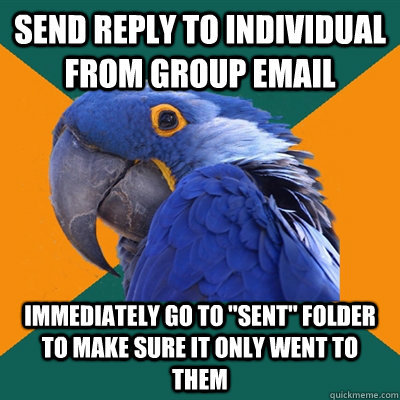 Send reply to individual from group email immediately go to 
