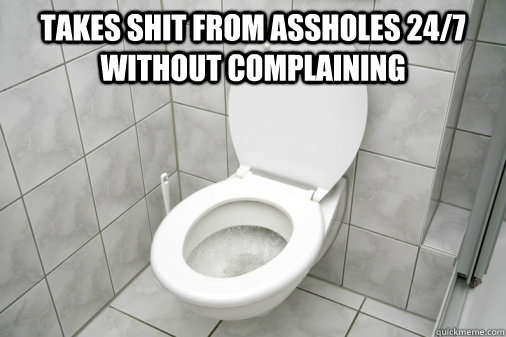 Takes shit from assholes 24/7 without complaining  - Takes shit from assholes 24/7 without complaining   Good Guy Toilet