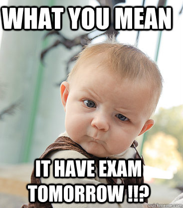 What you mean  it have exam tomorrow !!? - What you mean  it have exam tomorrow !!?  Misc