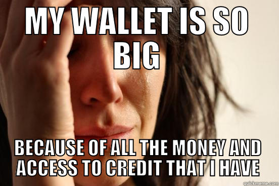 Too much money - MY WALLET IS SO BIG BECAUSE OF ALL THE MONEY AND ACCESS TO CREDIT THAT I HAVE First World Problems