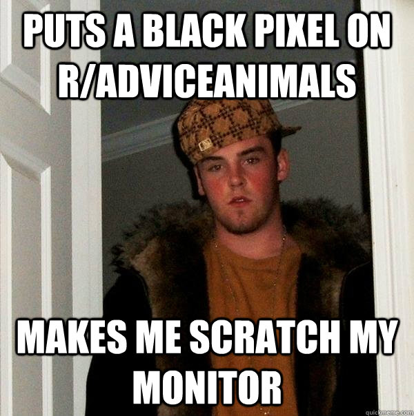 Puts a black pixel on r/Adviceanimals Makes me scratch my monitor  Scumbag Steve