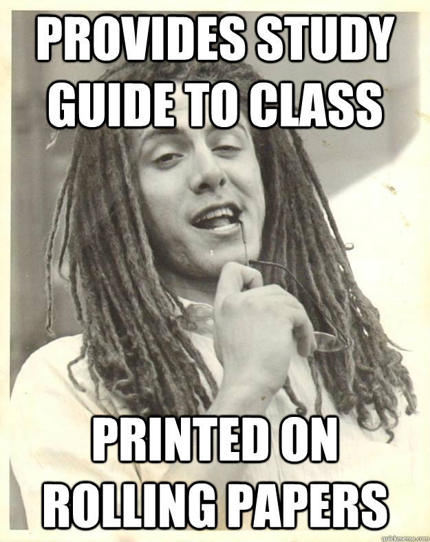 PROVIDES STUDY GUIDE TO CLASS PRINTED ON ROLLING PAPERS  Professor Dread
