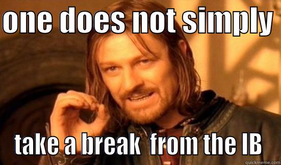 ONE DOES NOT SIMPLY  TAKE A BREAK  FROM THE IB Boromir