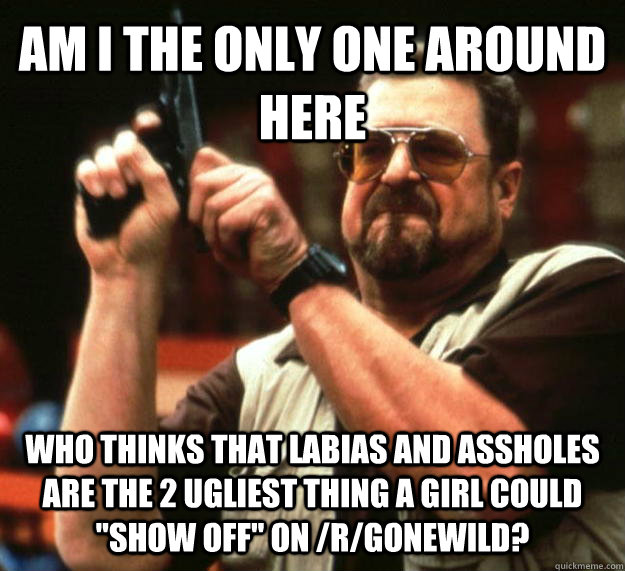 AM I THE ONLY ONE AROUND HERE WHO THINKS THAT LABIAS AND ASSHOLES ARE THE 2 UGLIEST THING A GIRL COULD 