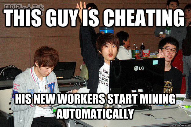 THIS GUY IS CHEATING His new workers start mining automatically  