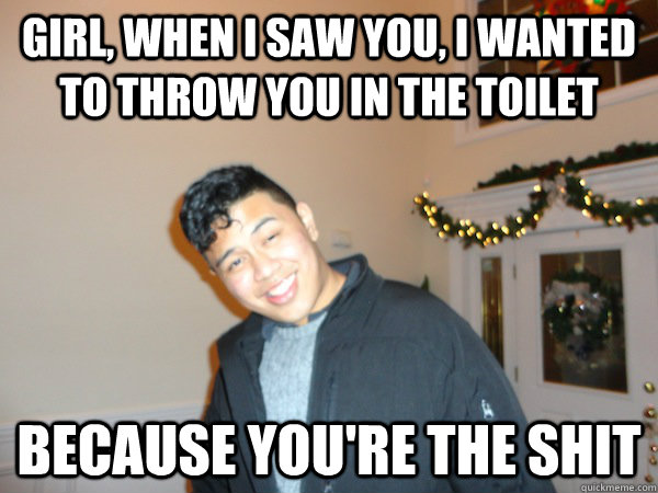 Girl, when I saw you, I wanted to throw you in the toilet because you're the shit  