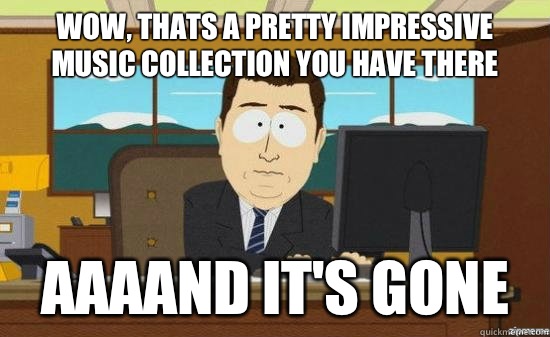 WOW, THATS A PRETTY IMPRESSIVE MUSIC COLLECTION YOU HAVE THERE AAAAND IT'S GONE  aaaand its gone