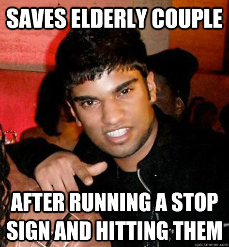 saves elderly couple after running a stop sign and hitting them  