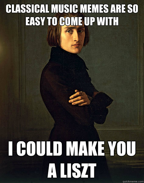 Classical music memes are so easy to come up with I could make you a liszt - Classical music memes are so easy to come up with I could make you a liszt  Unimpressed Liszt